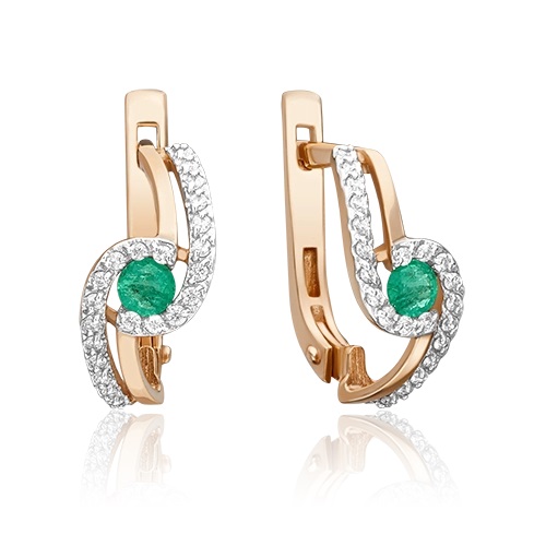 Серьги из золота с камнем Бриллиант, Изумруд фото, цены