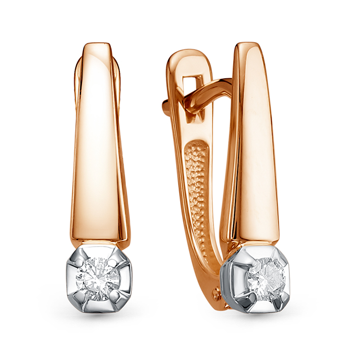 Серьги из золота с камнем Бриллиант фото, цены