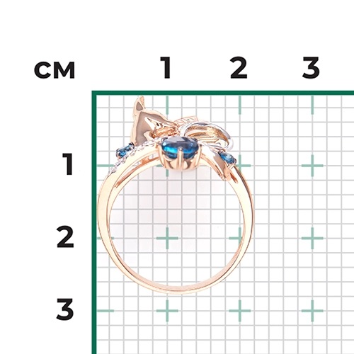 Кольцо из золота с камнем Топаз фото, цены