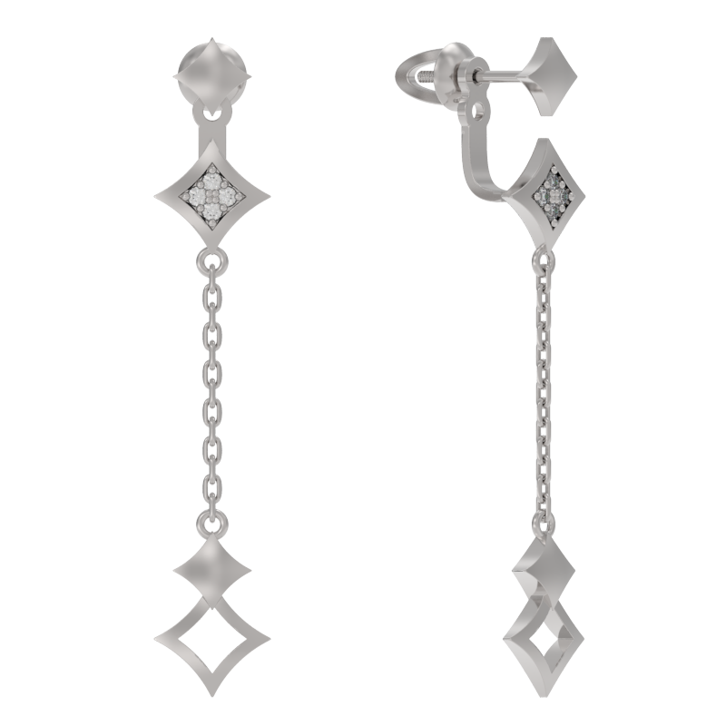 Пуссеты из серебра с камнем Фианит фото, цены