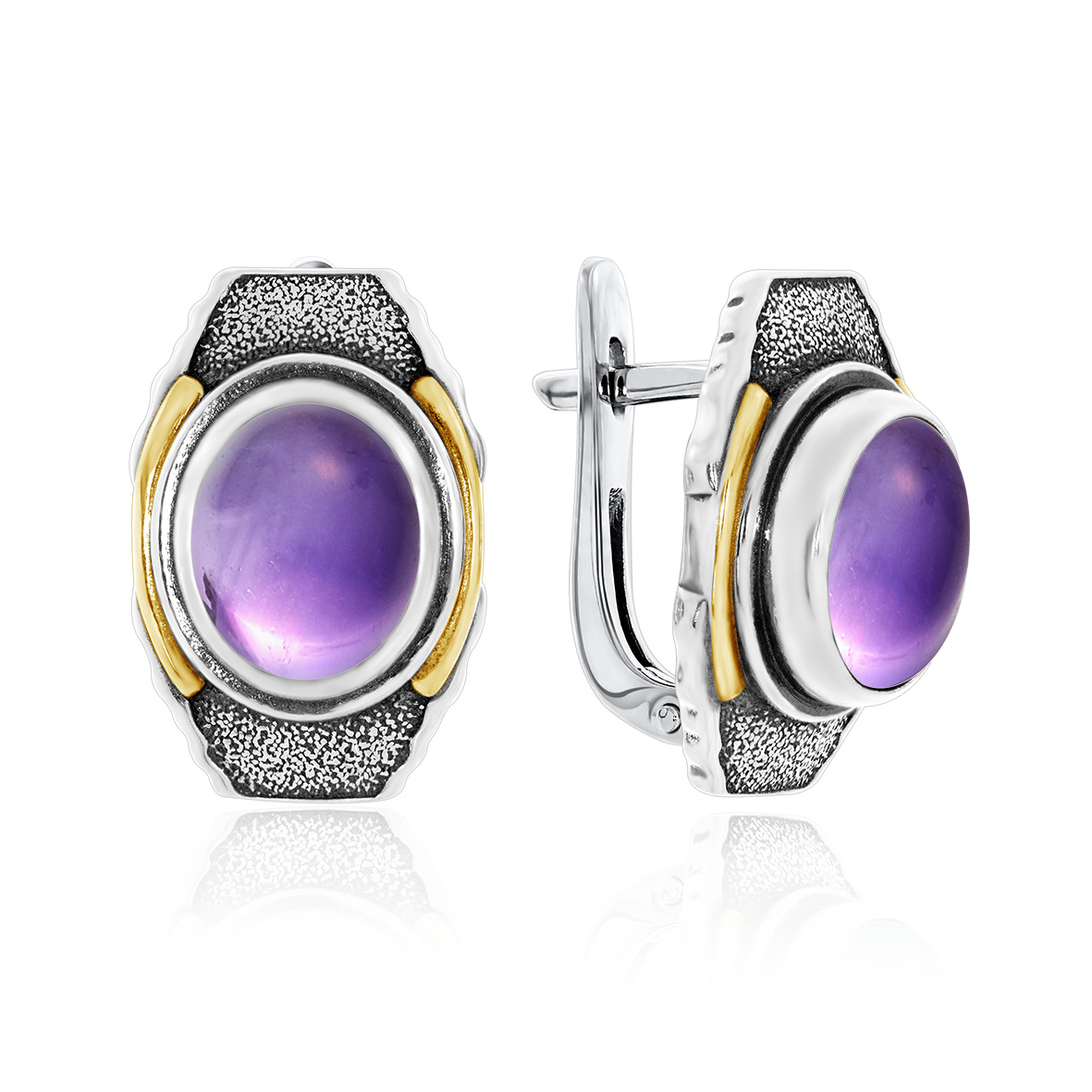 Серьги из серебра с камнем аметист фото, цены