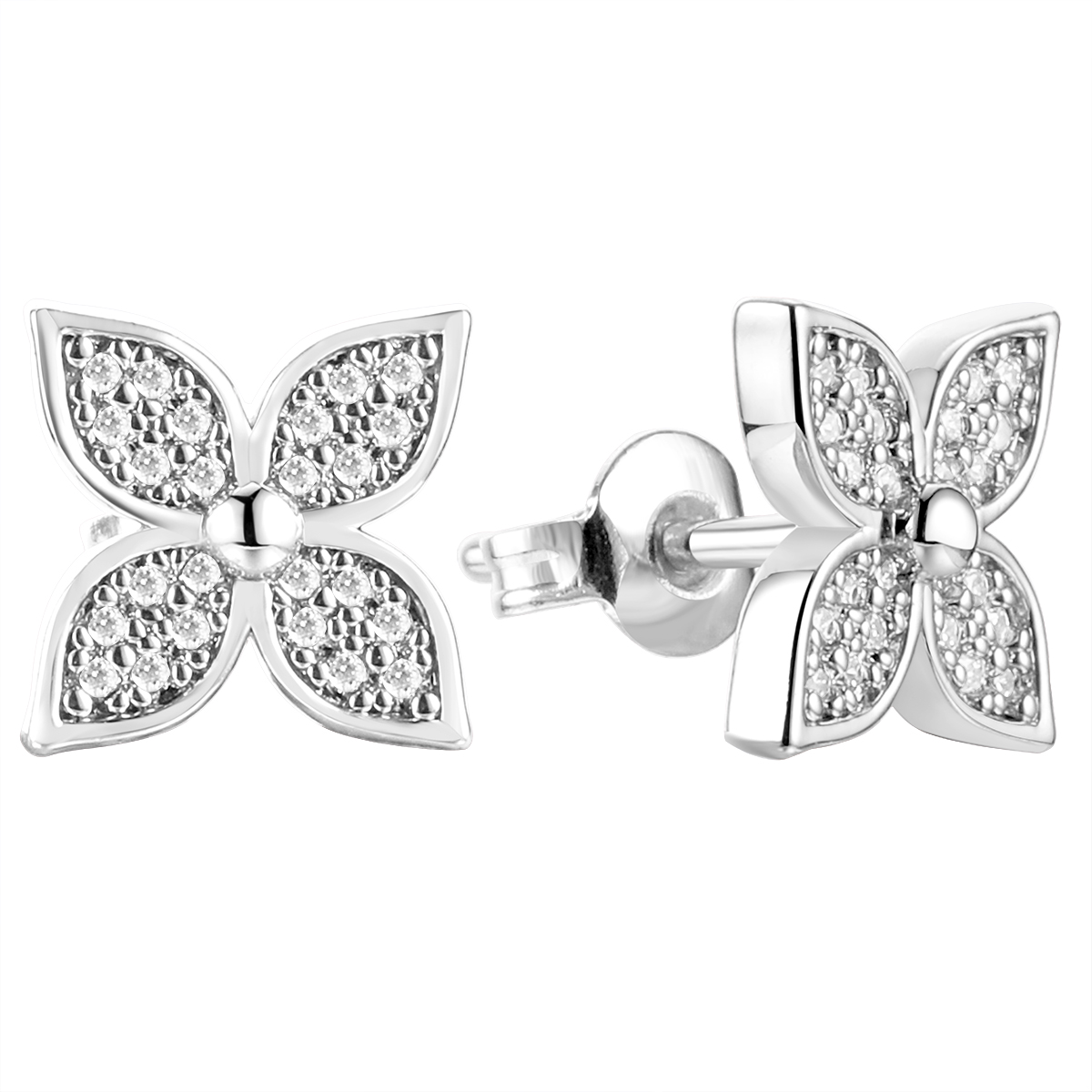 Серьги из серебра с камнем Фианит фото, цены