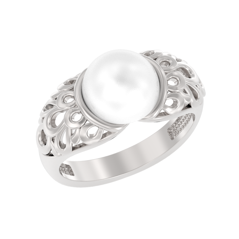 Кольцо из серебра с камнем Жемчуг фото, цены