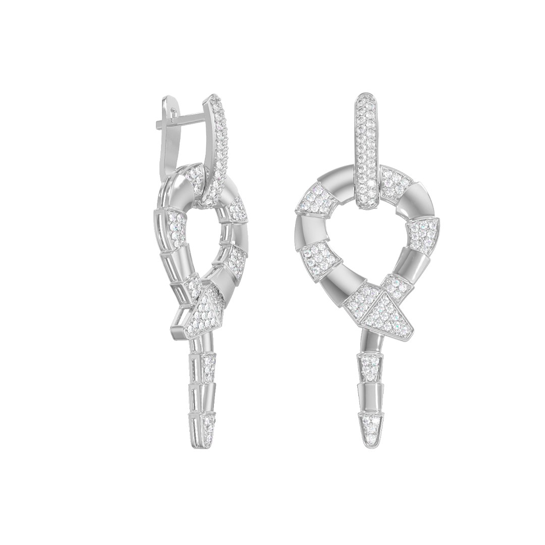 Серьги из серебра с камнем Фианит фото, цены