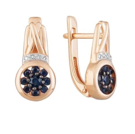 Серьги из золота с камнем Фианит, Сапфир фото, цены