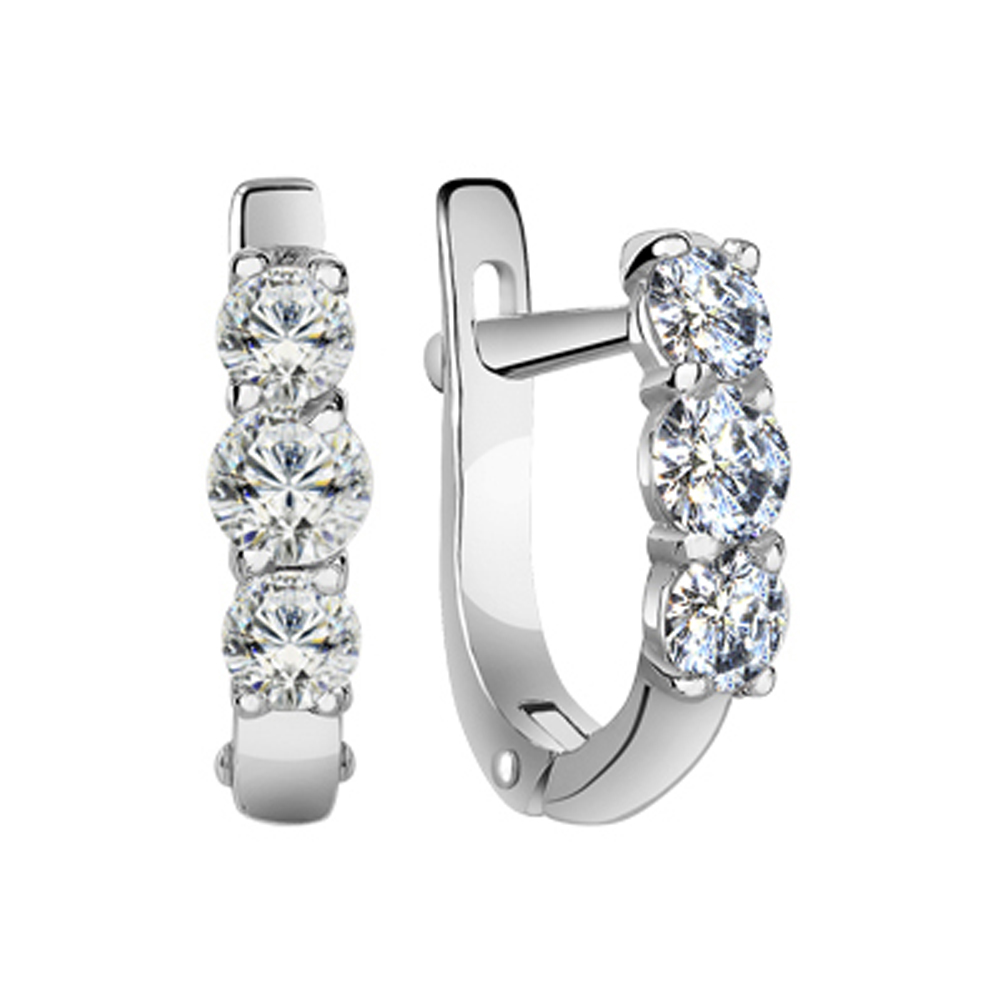 Серьги из серебра с камнем Фианит фото, цены