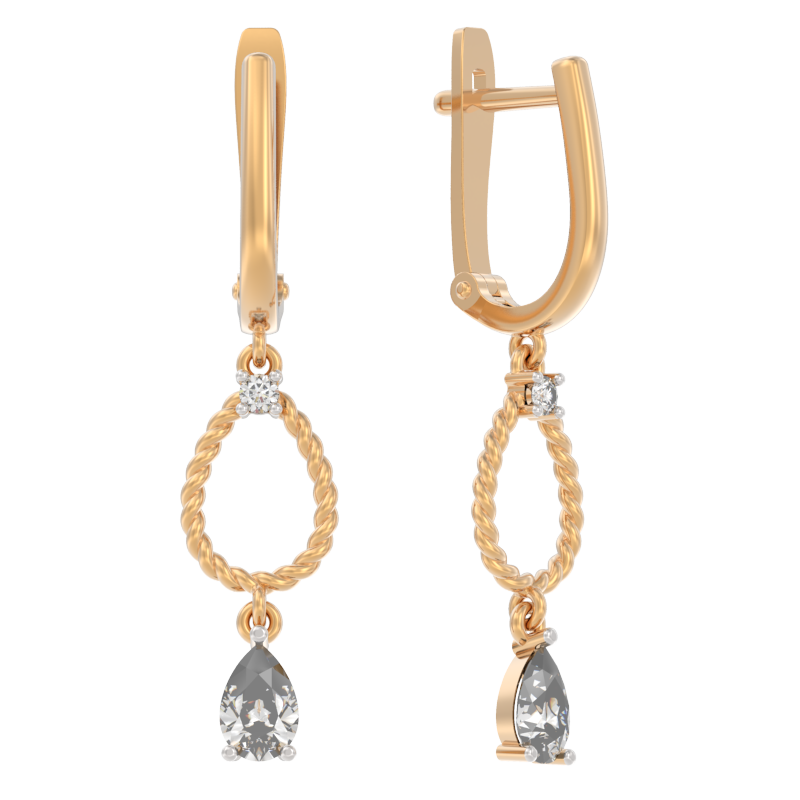 Серьги из золота с камнем Фианит фото, цены