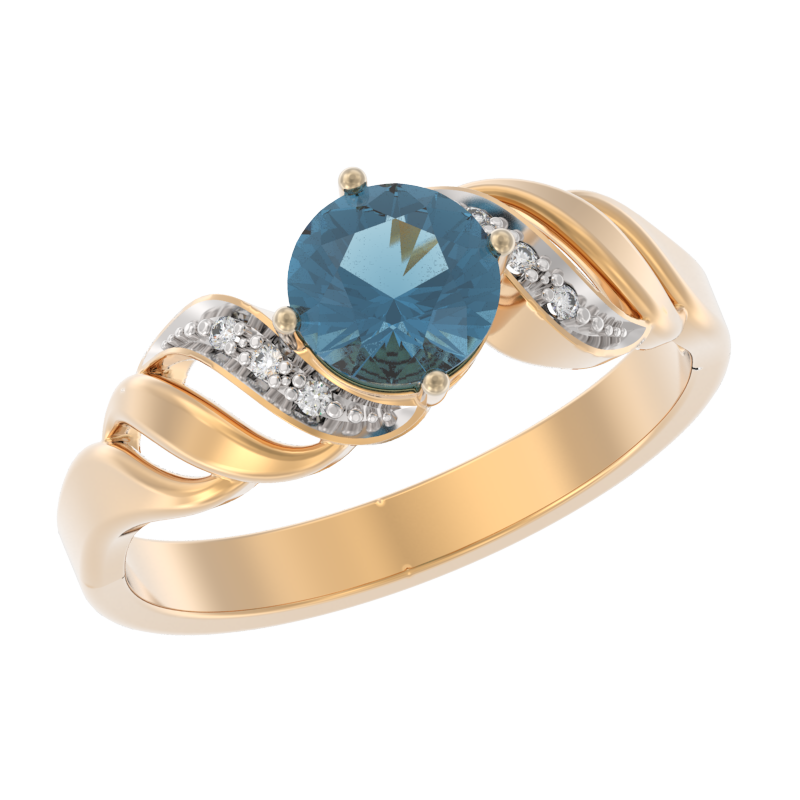 Кольцо из золота с камнем Топаз, Фианит фото, цены