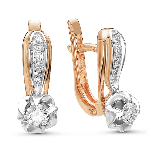 Серьги из золота с камнем Бриллиант фото, цены