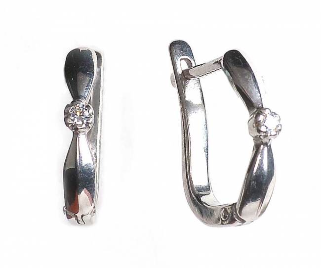 Серьги из серебра с камнем Фианит фото, цены