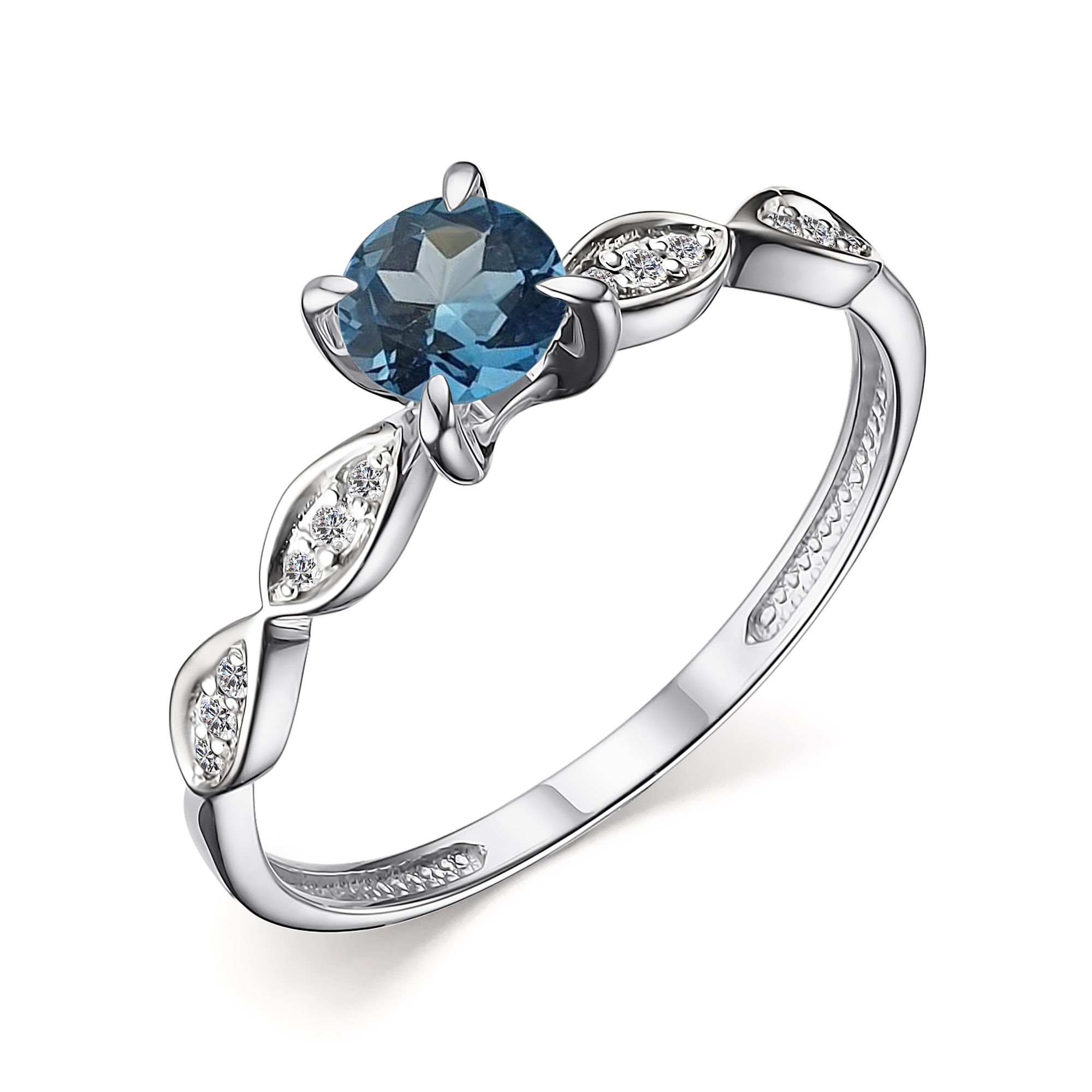 Кольцо из серебра с камнем Лондон топаз, Фианит фото, цены