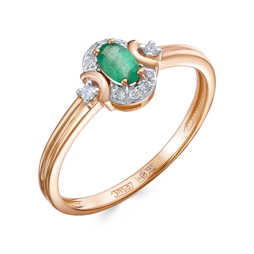 Кольцо из золота с камнем Бриллиант, Изумруд фото, цены