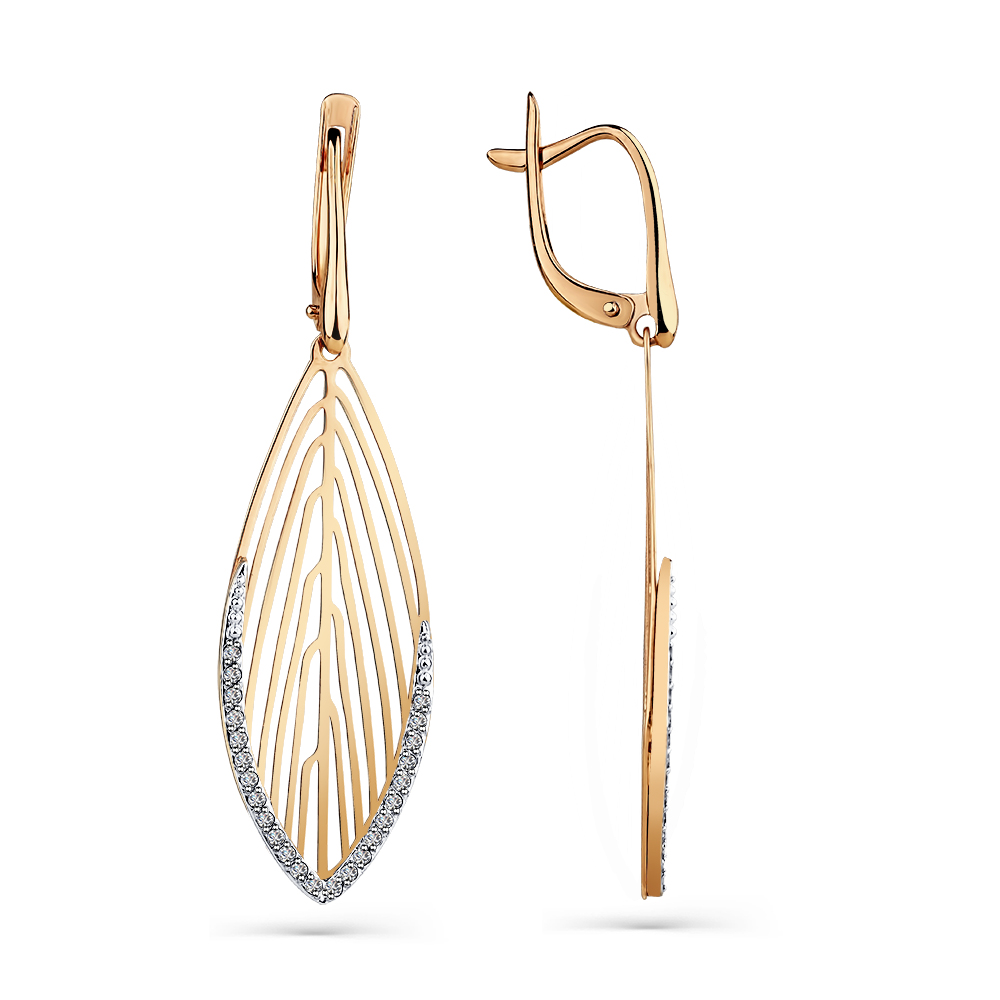 Серьги из золота с камнем Фианит фото, цены