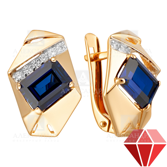 Серьги из золота с камнем Фианит, Корунд фото, цены