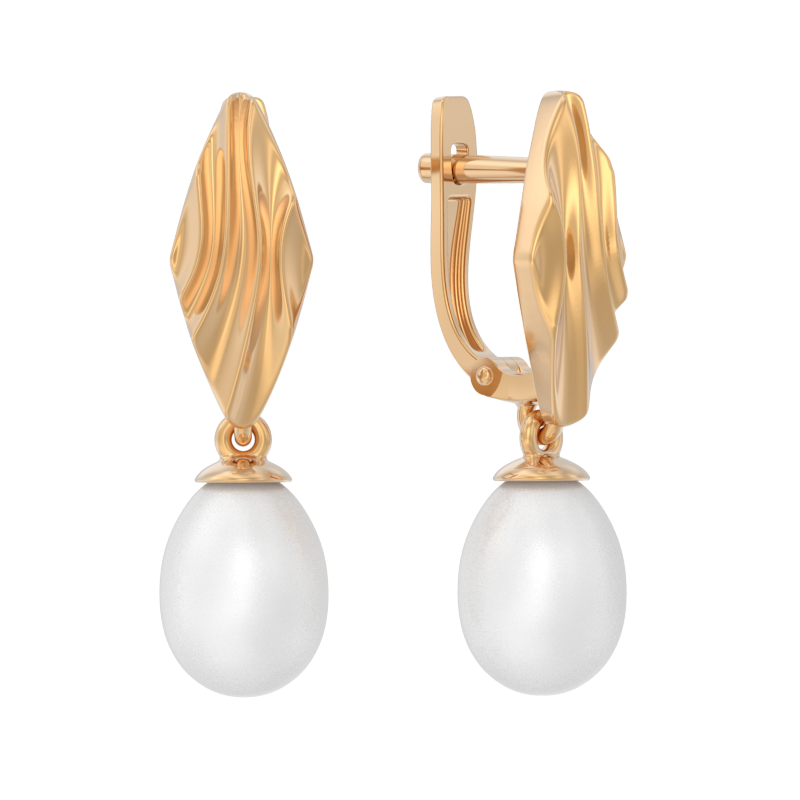 Серьги из золота с камнем Жемчуг фото, цены