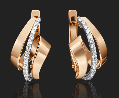 Серьги из золота с камнем Фианит фото, цены