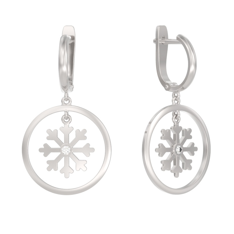 Серьги из серебра с камнем Фианит фото, цены