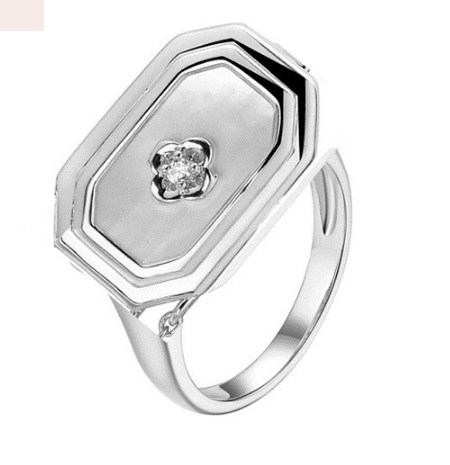 Кольцо из серебра с камнем Фианит, Перламутр фото, цены