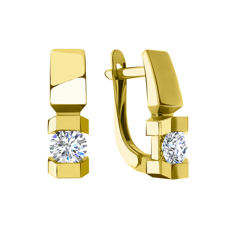 Серьги из золота с камнем Фианит фото, цены