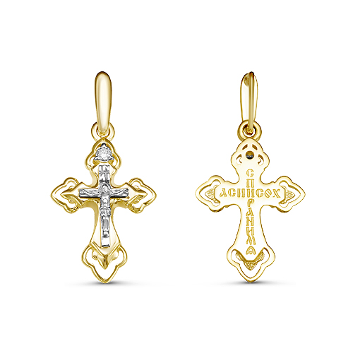 Крест из золота с камнем Бриллиант фото, цены