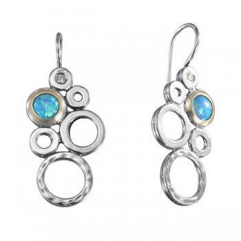 Серьги из серебра с камнем Циркон, Опал иск. фото, цены