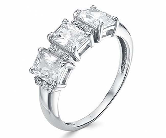 Кольцо из серебра с камнем Фианит фото, цены