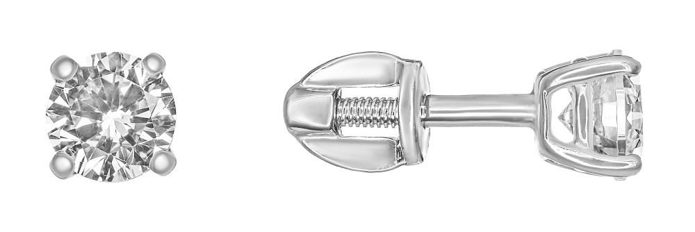 Пуссеты из серебра с камнем Фианит фото, цены