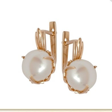 Серьги из золота с камнем Жемчуг фото, цены