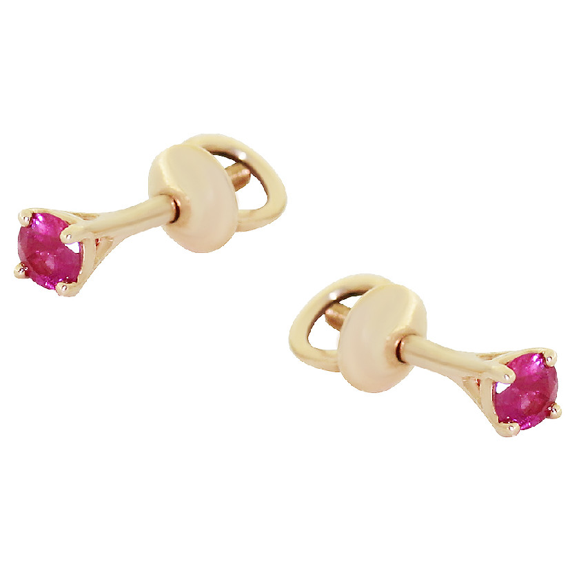 Пуссеты из золота с камнем Рубин фото, цены