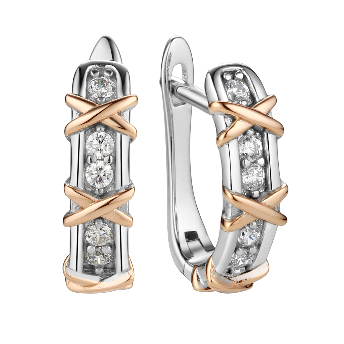 Серьги из серебра с камнем Фианит фото, цены