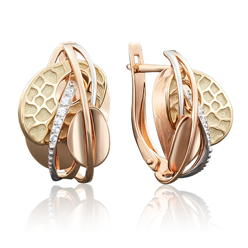 Серьги из золота с камнем Фианит фото, цены