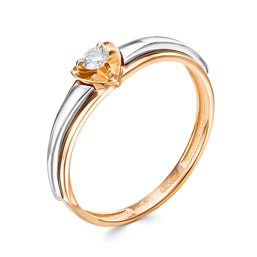 Кольцо из белого золота с камнем Бриллиант фото, цены