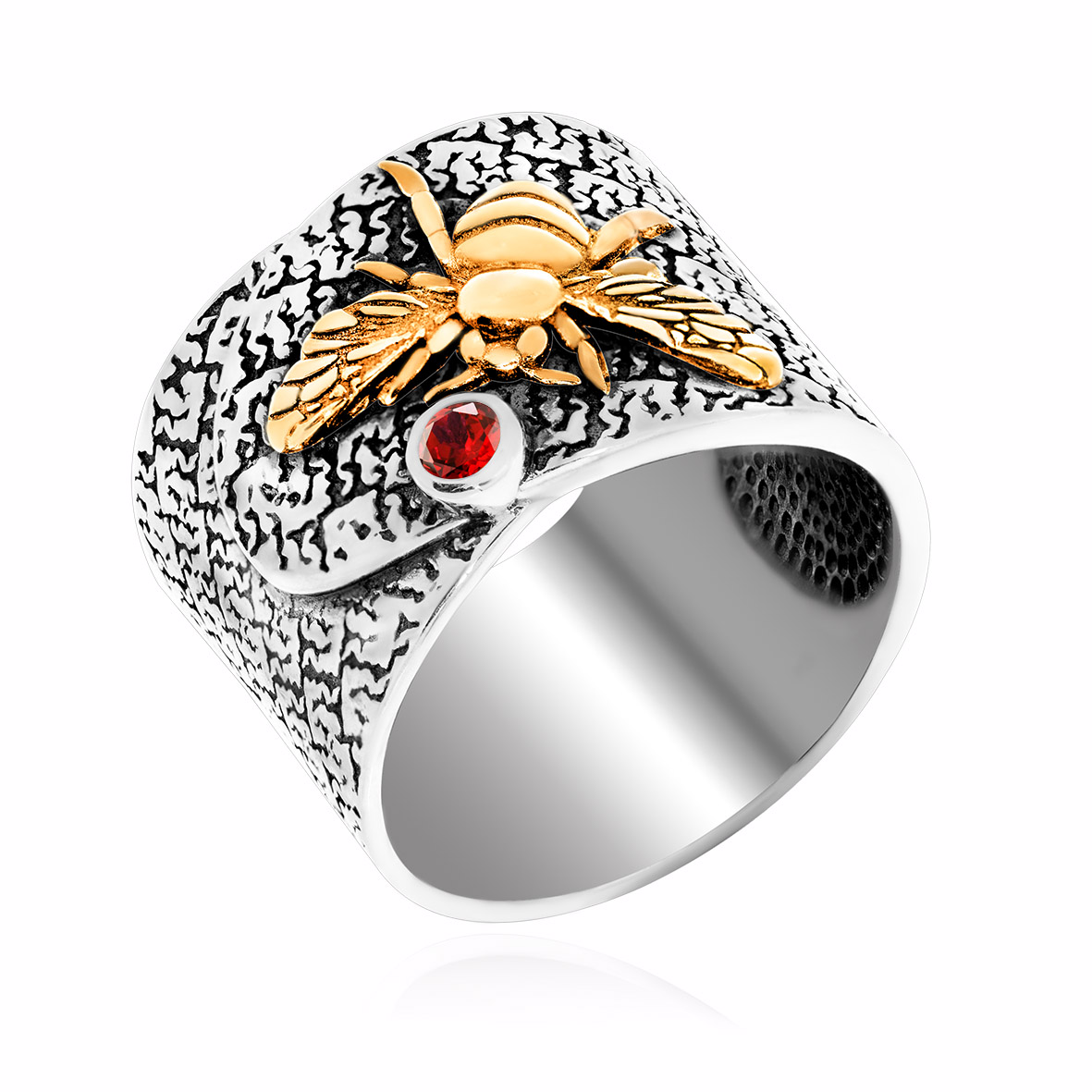 Кольцо из серебра с камнем Гранат фото, цены