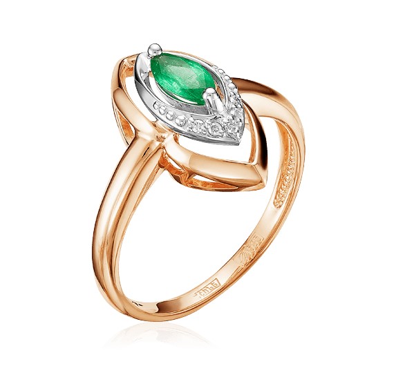 Кольцо из золота с камнем Бриллиант, Изумруд фото, цены