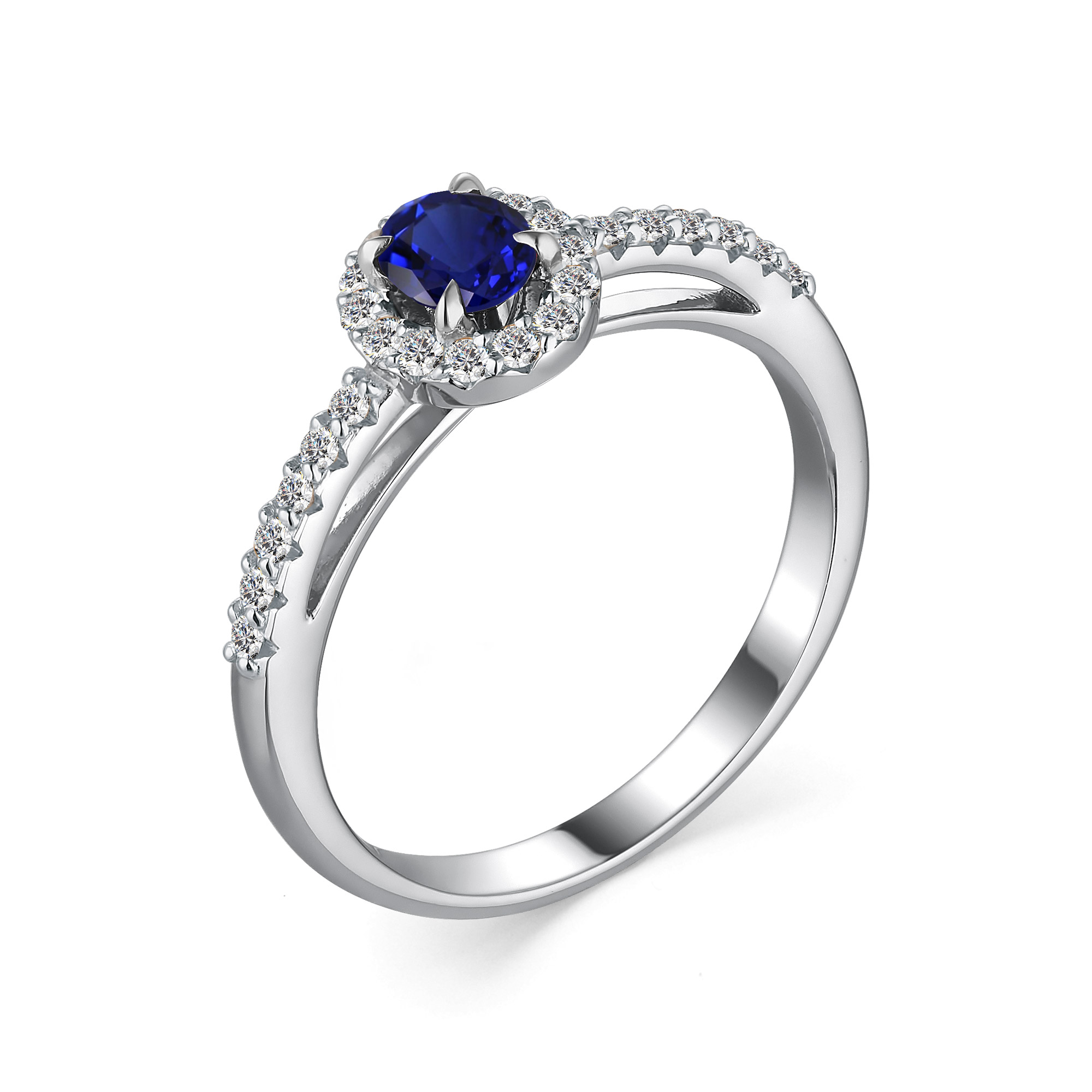 Кольцо из серебра с камнем Фианит, Сапфир г/т фото, цены