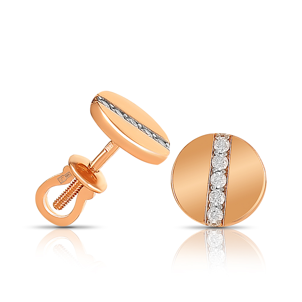 Пуссеты из золота с камнем Куб цирконий фото, цены