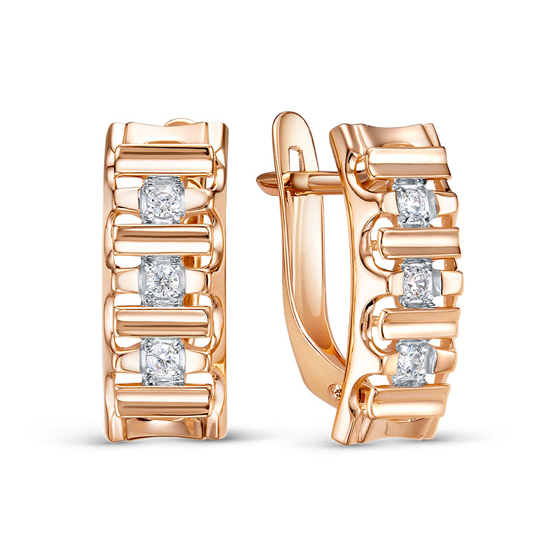 Серьги из золота с камнем Фианит фото, цены