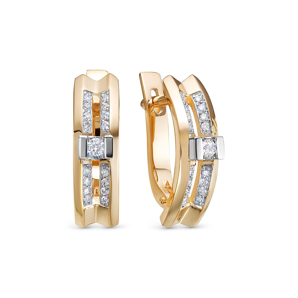 Серьги из золота с камнем Бриллиант фото, цены