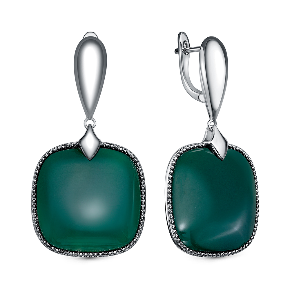 Серьги из серебра с камнем Агат фото, цены