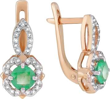 Серьги из золота с камнем Бриллиант, Изумруд фото, цены