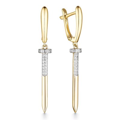 Серьги из золота с камнем Фианит фото, цены