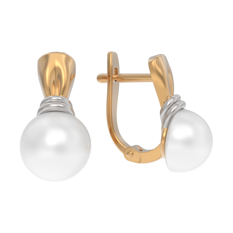 Серьги из золота с камнем Жемчуг фото, цены