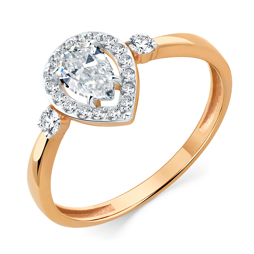 Кольцо из золота с камнем Фианит фото, цены