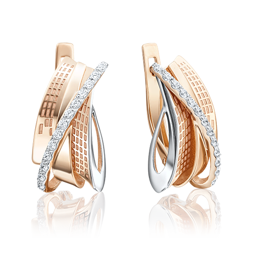 Серьги из золота с камнем Фианит фото, цены