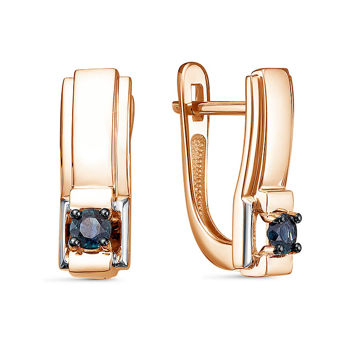 Серьги из золота с камнем Сапфир фото, цены