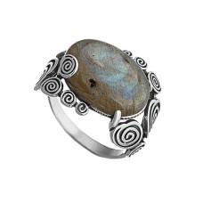 Кольцо из серебра с камнем Лабрадор фото, цены