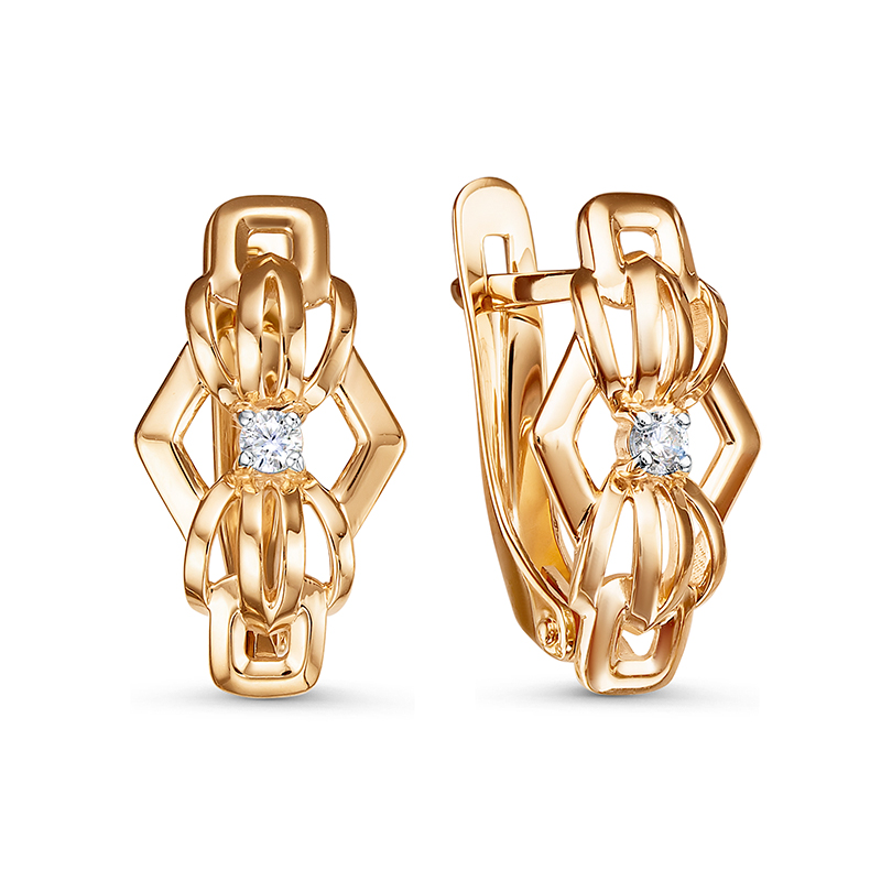 Серьги из золота с камнем Фианит фото, цены