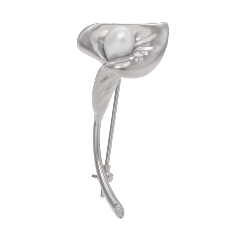 Брошь из серебра с камнем Жемчуг фото, цены