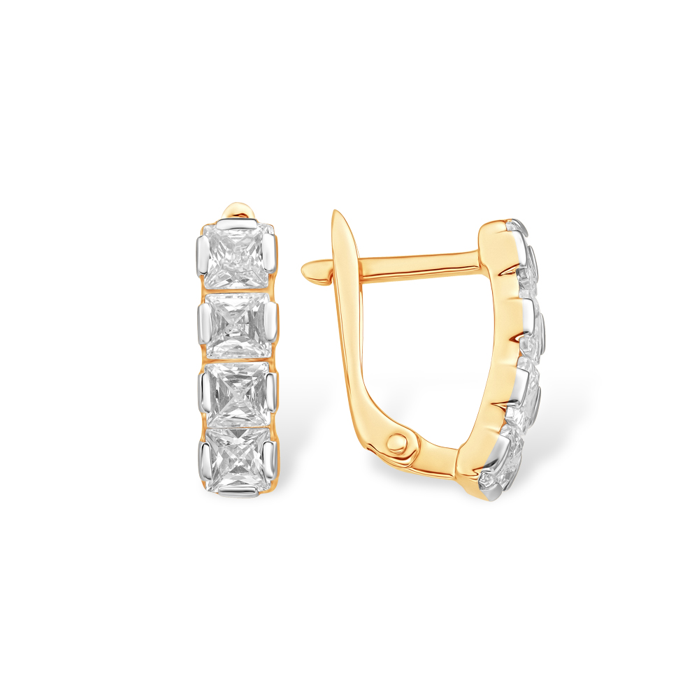 Серьги из золота с камнем Фианит фото, цены