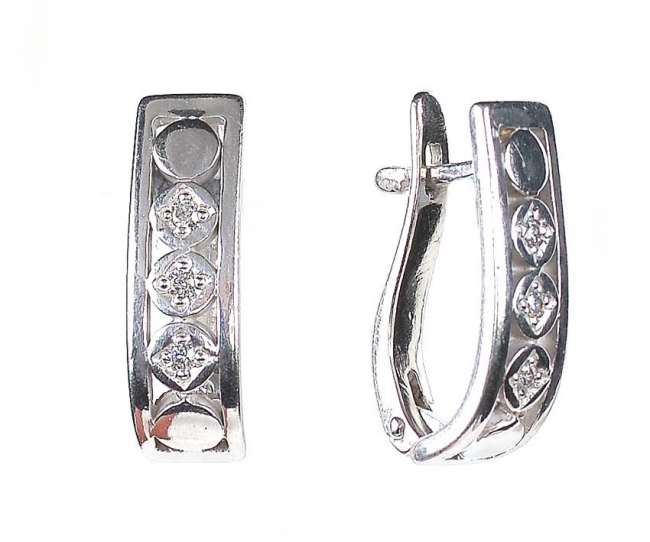 Серьги из серебра с камнем Фианит фото, цены